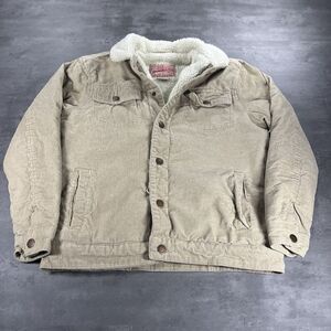Penny‎ Lane Jacket Women S Tan Khaki Corduroy Sherpa Fleece Crop Babydoll Y2K